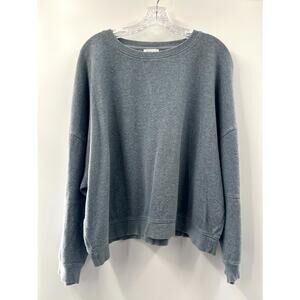 Wrap London Women's Gray Solid Cotton Dolman Sleeve Pullover Sweatshirt Size 16